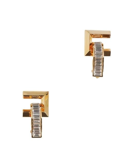 Elisabetta Franchi Metallic Geometrische Kristall-Ohrringe