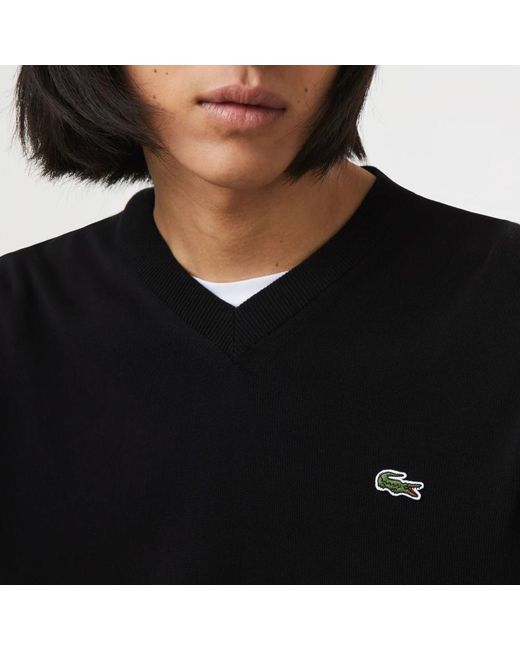 Lacoste Black V-Neck Knitwear for men