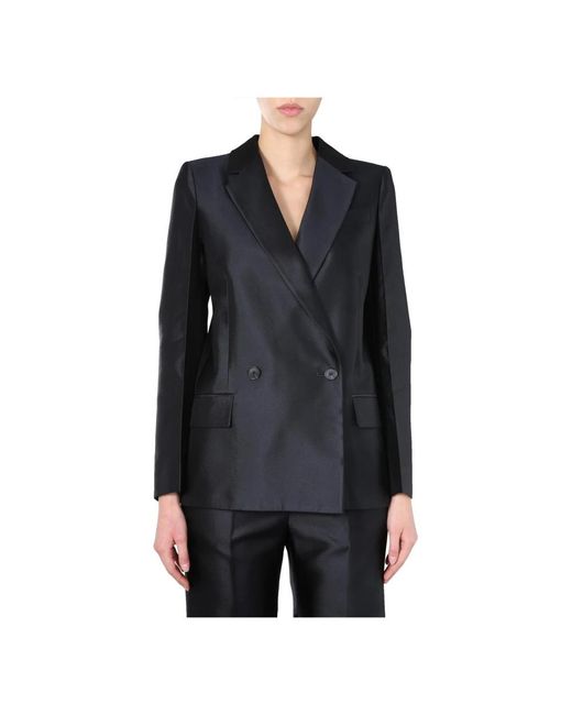 Givenchy Jassen ,Blauw ,Wol Double-Breasted Structured Jacket in het Black