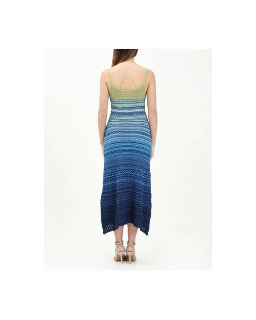 Akep Blue Ombre Sweetheart Gestricktes Langes Kleid