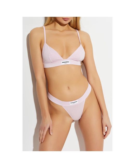 DSquared² Pink Logo Patch Thong