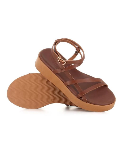 Ancient Greek Sandals Brown Flat Sandals