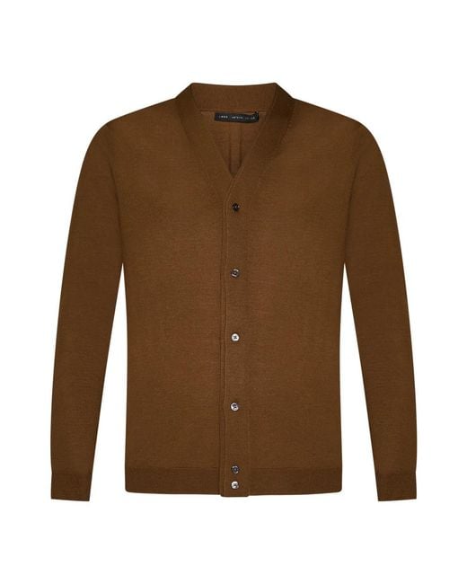 Low Brand Truien & Vesten ,Bruin ,Wol Bruine Merinowol V-Hals Sweater in het Brown voor heren