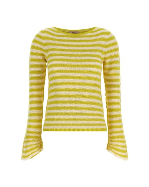 Twinset Yellow Round-Neck Knitwear