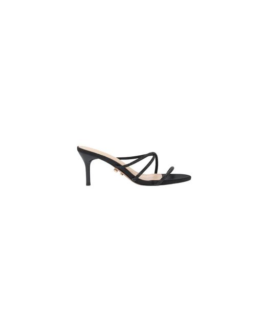 Twentyfourhaitch Black Heeled Mules
