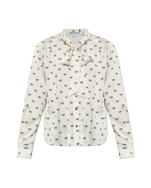 Self-Portrait Overhemden ,Shirt Met Decoratieve Strik Bij De Halslijn in het White