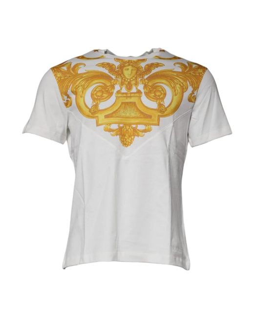Versace Tops ,Wit ,Katoen Medusa Print Cotton Crew Neck T-Shirt in het Gray voor heren