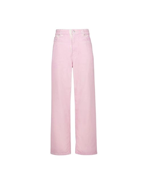 Marni Jeans ,Roze ,Katoen Gummy Logo Patch Straight-Leg Jeans in het Pink