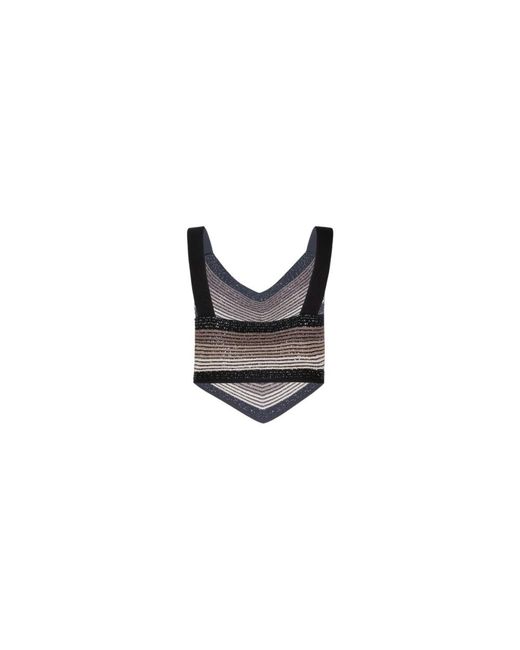 D.exterior Black Sleeveless Tops
