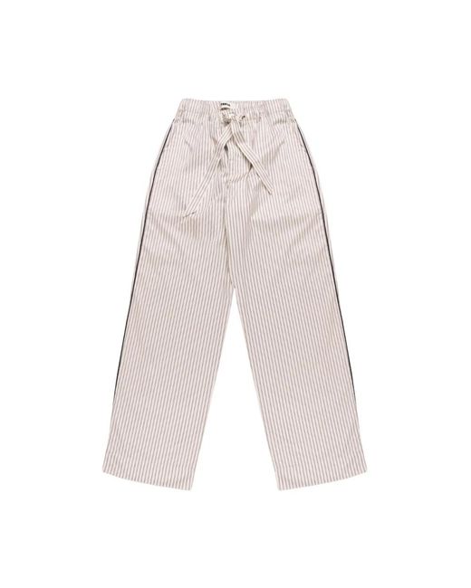 Tekla Broeken ,Wit ,Katoen Gestreept Pyjama Broek in het Gray