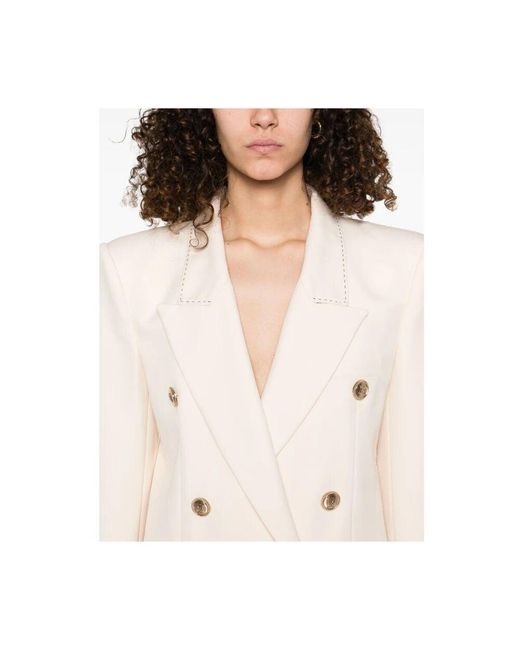 Elisabetta Franchi Natural Doppelreihige jacke mit klappentaschen