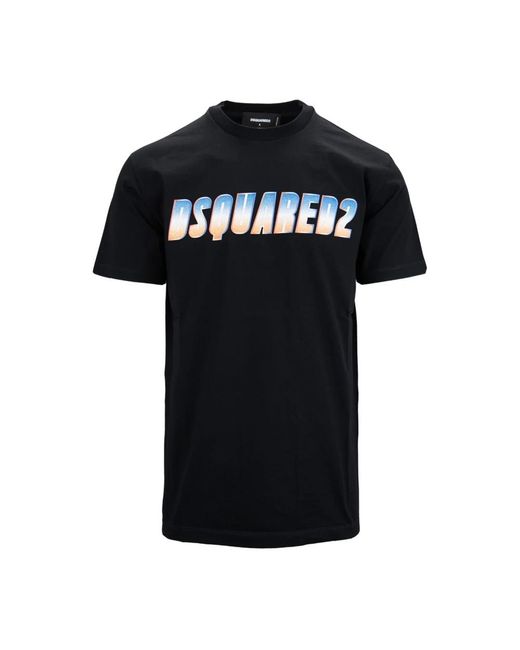 DSquared² Tops ,Zwart ,Katoen Slip-On T-Shirt Met Glitter in het Black voor heren