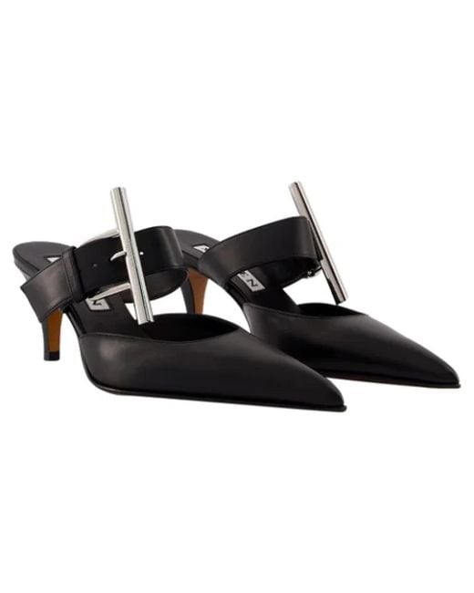 McQueen Black Heeled Mules