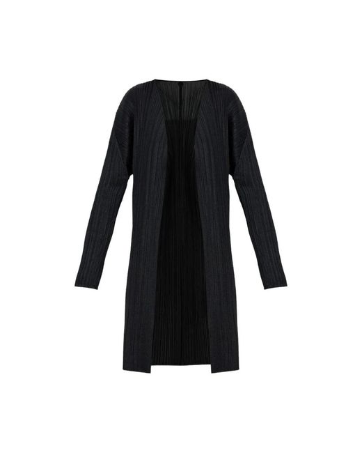 Issey Miyake Truien & Vesten ,Zwart ,Polyester Basics 15 Coat in het Black