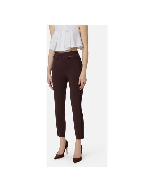 Elisabetta Franchi Brown Slim-Fit Trousers