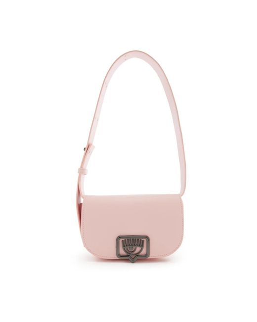 Chiara Ferragni Zwarte Faux Leren Schoudertas in het Pink