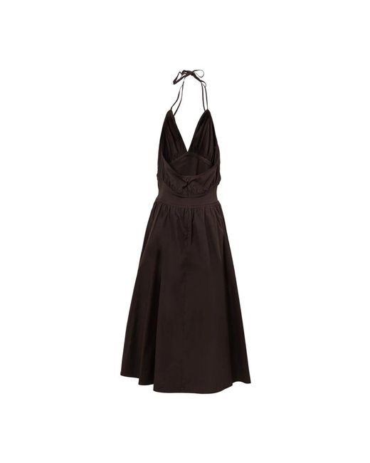 Bottega Veneta Black Braunes Baumwollkreuz Top Weites Kleid