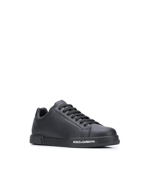 Dolce & Gabbana Schwarze portofino nappa sneakers in Blue für Herren
