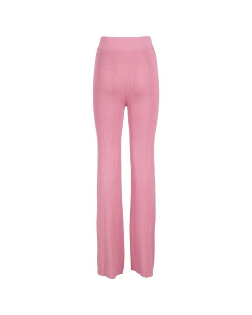 REMAIN Birger Christensen Pink Gerade strickhose mit rippenmuster