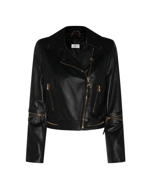 Elisabetta Franchi Black Leather Jackets