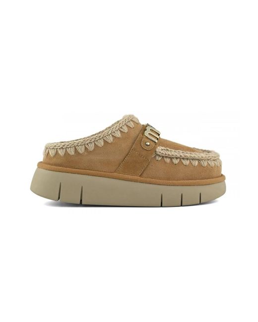 Mou Schoenen ,Bounce Clog Metal Logo in het Natural