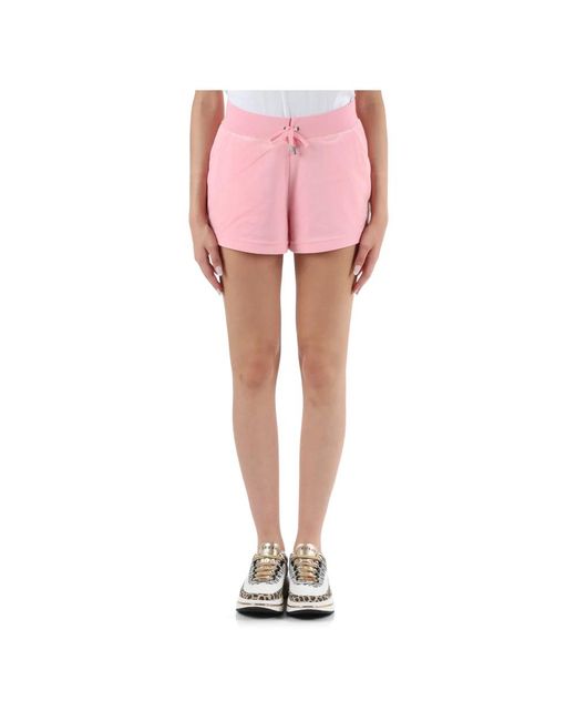 Shorts deportivos de terciopelo con bordado de logo frontal Juicy Couture de color Pink