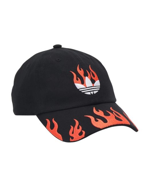 Nero fiamme ricamato cappello di Adidas Originals in Black