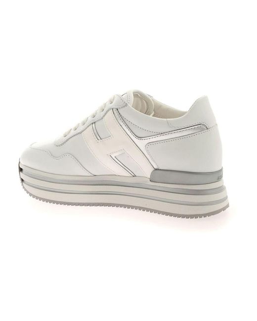 Hogan Leer Midi Platform H483 Sneakers in het Wit - Lyst