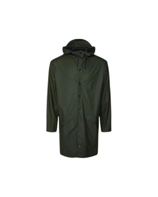 Rains Green Single-Breasted Coats