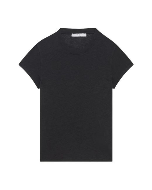 IRO Tops ,Zwart ,Linnen Zwart Linnen T-Shirt Derde Stijl in het Black