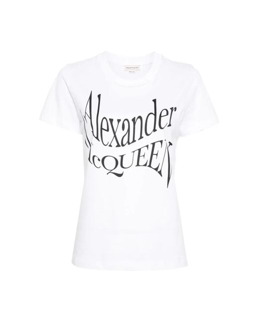 Logo print crew neck t-shirts y polos Alexander McQueen de color White