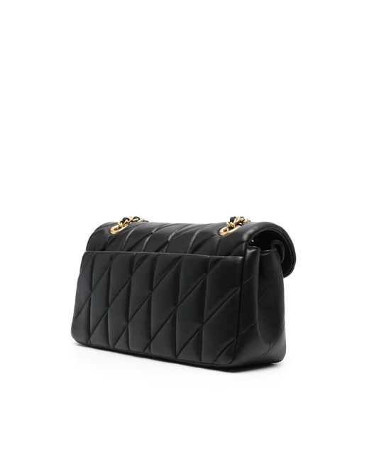 COACH Black Gepolsterte Leder-Schultertasche Mit Goldfarbenem Logo