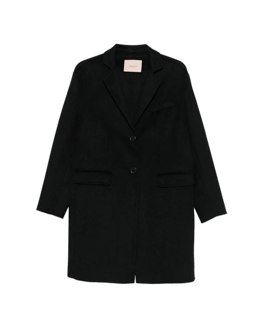 Twinset Black Single-Breasted Coats