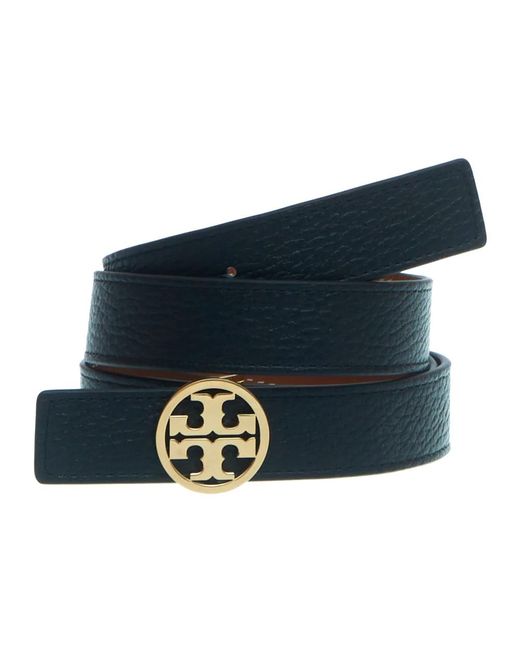 Tory Burch Blue Schwarzer Leder Wendegürtel
