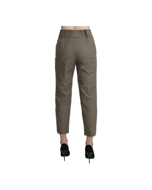 Bencivenga Broeken ,Grijs ,Katoen Logo-Detailed High Waist Cropped Pants in het Gray