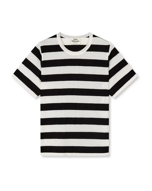 Mads Nørgaard Gestreept T-Shirt Korte Mouw Zwart Neutraal in het Black