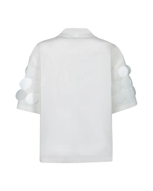 MSGM Witte Paillet Overlay Shirt in het Gray