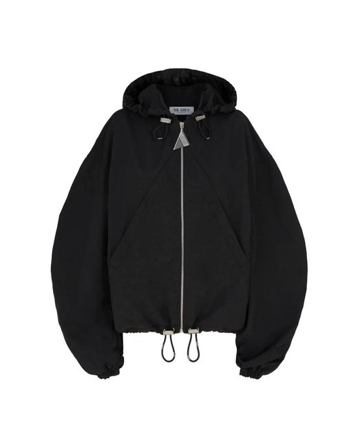The Attico Zwarte Nylon Bomberjack Met Capuchon in het Black