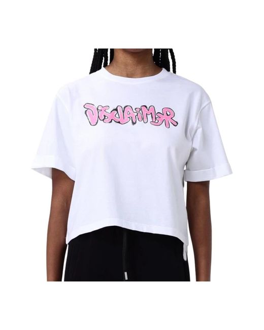 DISCLAIMER Tops ,Wit ,Katoen Crop Jersey Urban Style Top in het White