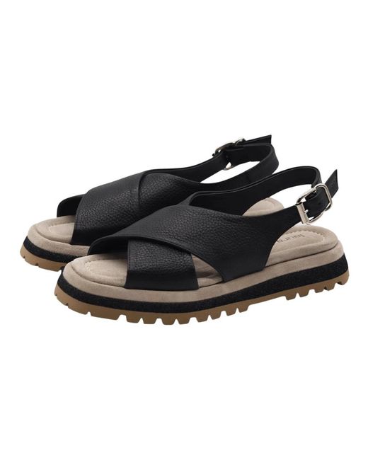 Laura Bellariva Black Flat Sandals