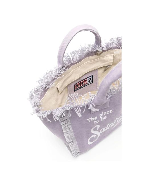 Mc2 Saint Barth Purple Colette Canvas Strandtasche Mit Fransen
