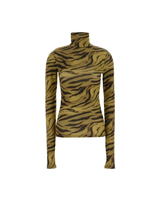 Ganni Green Printed Stretch Viscose Top