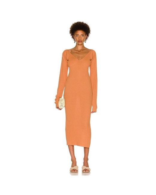 REMAIN Birger Christensen Orange Midi Dresses