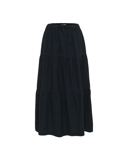 Part Two Rokken ,Blauw ,Katoen Donkerblauwe Rok Met Ruchedetails in het Black
