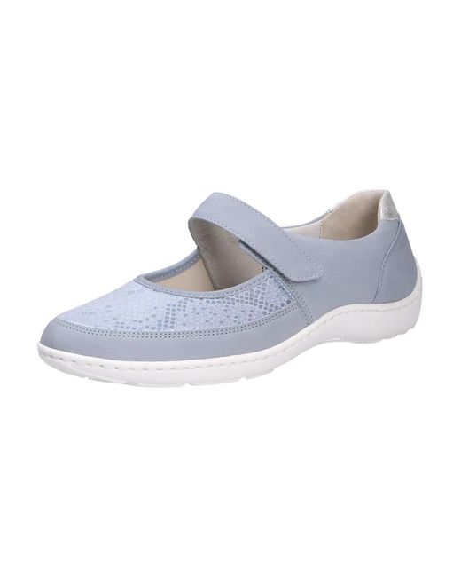 Waldläufer Blue Bequemer Damenslipper Aus Leder Und Textil