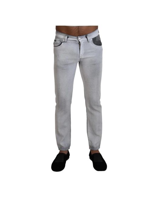 Dolce & Gabbana Gray Slim Fit Jeans for men
