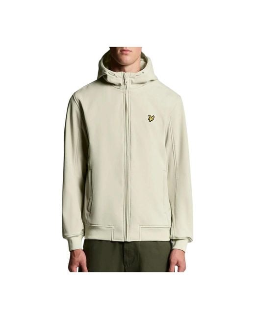 Lyle & Scott Softshell Fleece Back Jas Grijs Taupe in het Natural voor heren