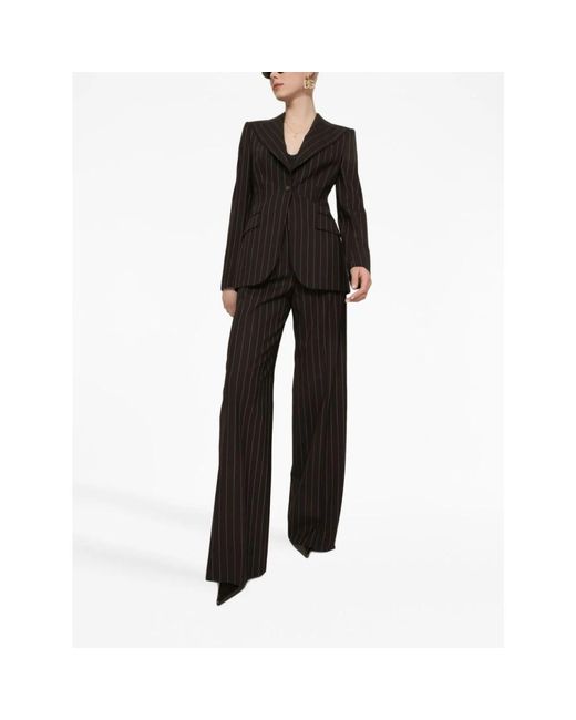 Dolce & Gabbana Black Single-Breasted Pinstripe Wool Turlington Jacket