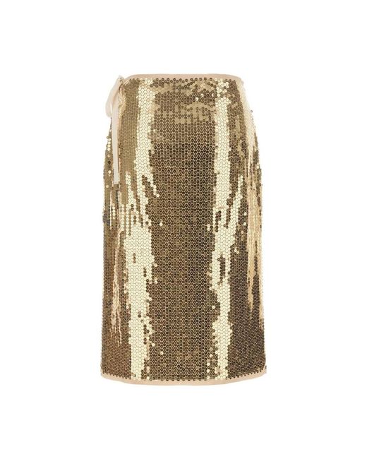Prada Sequin Midi Rok in het Metallic