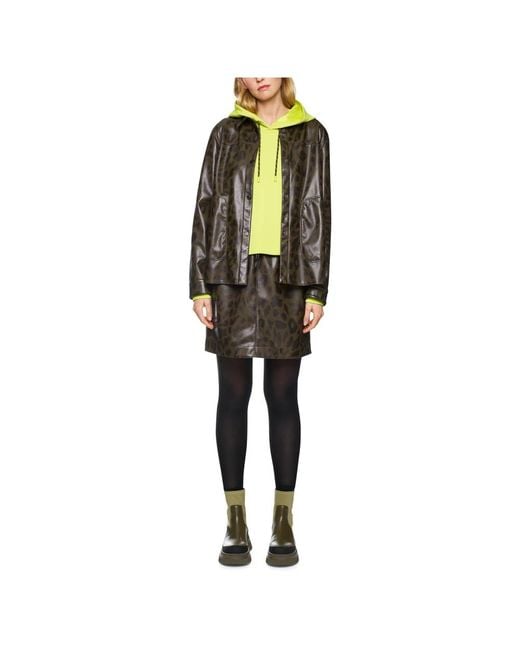 Marc Cain Green Lederhemd Mit Leo-Print